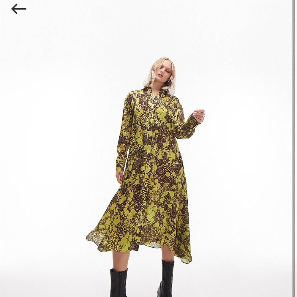 Topshop chuck on blurred floral asymmetric shirt dress